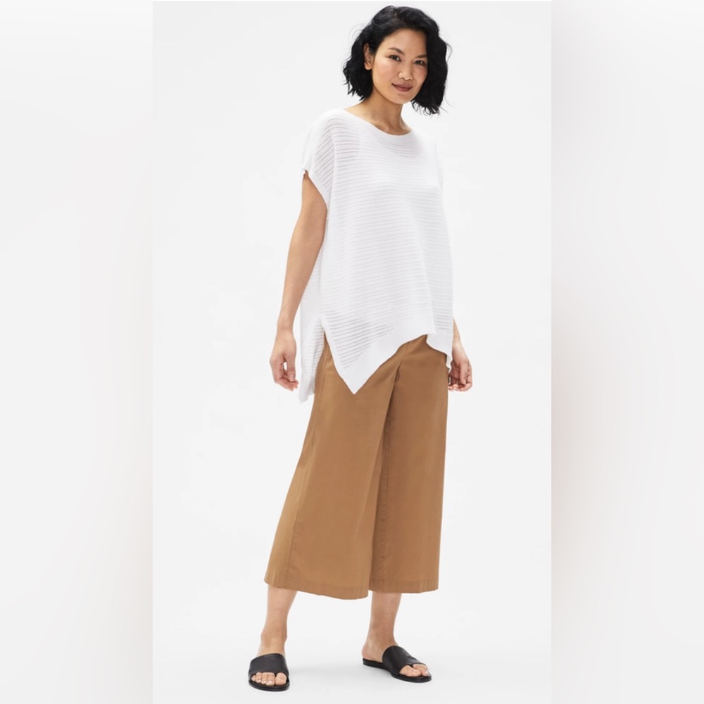 Eileen Fisher Organic Cotton Poplin Wide Cropped Pant Colour Chestnut